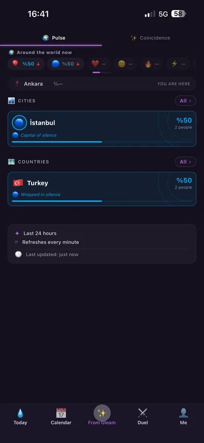 Pulse — live emotional ranking by city and country